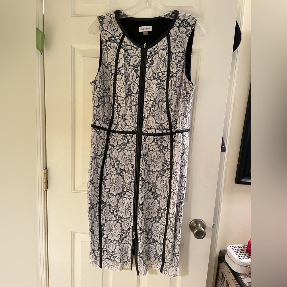 Calvin Klein lace dress with leather detail